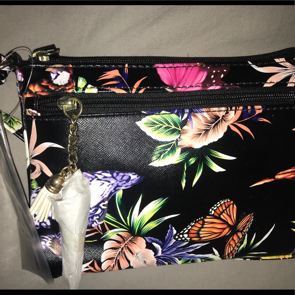 Black Floral Mini Crossbody Bag - Signature Studio